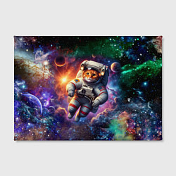 Холст прямоугольный Котик бравый космонавт - неон, цвет: 3D-принт — фото 2