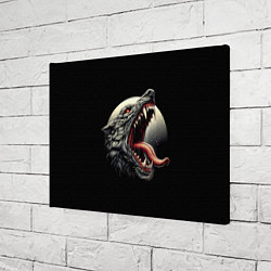 Холст прямоугольный Волчья морда на фоне луны - нейроарт, цвет: 3D-принт — фото 2