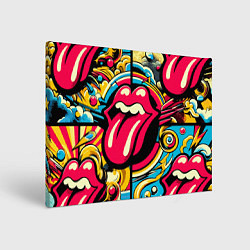 Холст прямоугольный Rolling Stones logo - pop art pattern, цвет: 3D-принт