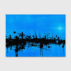Холст прямоугольный Черные брызги краски на синем, цвет: 3D-принт — фото 2