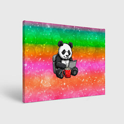 Холст прямоугольный Панда с кофе за ноутом, цвет: 3D-принт