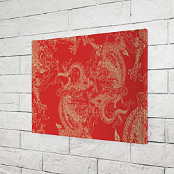 Холст прямоугольный Золотые драконы на красном, цвет: 3D-принт — фото 2