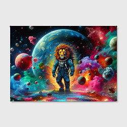 Холст прямоугольный Лев бравый космонавт - неоновый космос, цвет: 3D-принт — фото 2