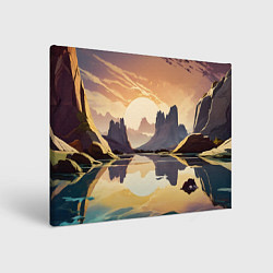 Холст прямоугольный Рассвет над горным озером, цвет: 3D-принт
