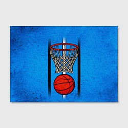Холст прямоугольный Кольцо с баскетбольным мячом на синем, цвет: 3D-принт — фото 2