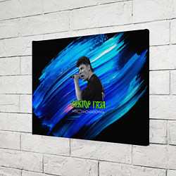 Холст прямоугольный Юрий Хой синий фон красками, цвет: 3D-принт — фото 2