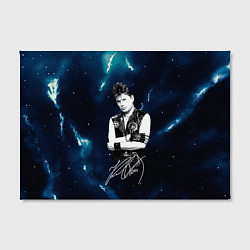 Холст прямоугольный Юрий Хой черно-белый портрет с подписью, цвет: 3D-принт — фото 2