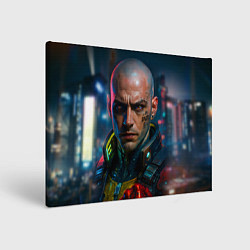 Холст прямоугольный Мужчина в стиле киберпанка, цвет: 3D-принт