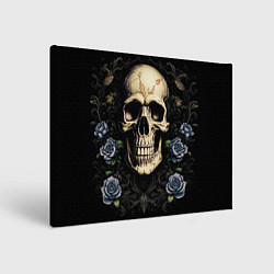 Холст прямоугольный Череп в розах, цвет: 3D-принт