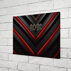 Холст прямоугольный ACDC лого из металла на черно-красной текстуре, цвет: 3D-принт — фото 2