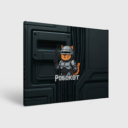 Холст прямоугольный Робокот - робот полицейский, цвет: 3D-принт