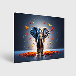 Холст прямоугольный Геометрический слон и цветные полигоны, цвет: 3D-принт