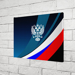 Холст прямоугольный Герб и флаг России текстурный тёмный синий, цвет: 3D-принт — фото 2