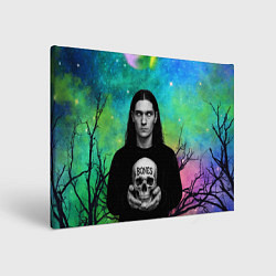 Холст прямоугольный Bones без зрачков держит череп в руках, цвет: 3D-принт