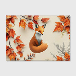Холст прямоугольный Лис под осенними листьями, цвет: 3D-принт — фото 2