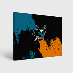 Холст прямоугольный Сан Хосе Шаркс - два цвета, цвет: 3D-принт