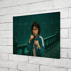 Холст прямоугольный Игра в кальмара - игрок 067 в стойке бойца, цвет: 3D-принт — фото 2