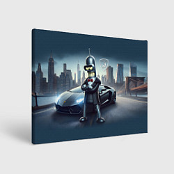 Холст прямоугольный Крутой Бендер рядом с Ламборджини, цвет: 3D-принт