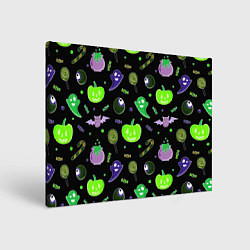 Холст прямоугольный Halloween black pumpkin pattern, цвет: 3D-принт