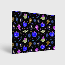 Холст прямоугольный Halloween blue black pumpkin, цвет: 3D-принт