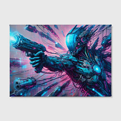 Холст прямоугольный Чувак с лазерным пистолетом - киберпанк, цвет: 3D-принт — фото 2