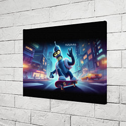 Холст прямоугольный Bender is a skateboarder in neon street - ai art, цвет: 3D-принт — фото 2