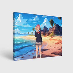 Холст прямоугольный Дандадан Сиратори Айра с ракушкой в руках, цвет: 3D-принт