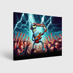 Холст прямоугольный Бендер рок гитарист - группа Футурама, цвет: 3D-принт