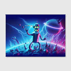 Холст прямоугольный Bender on neon planet - ai art fantasy, цвет: 3D-принт — фото 2