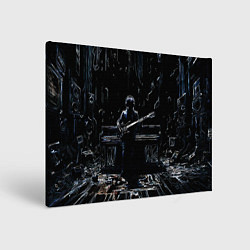 Холст прямоугольный Линейный силуэт музыканта, цвет: 3D-принт