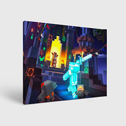 Холст прямоугольный Майнкрафт - рейд в подземелье, цвет: 3D-принт