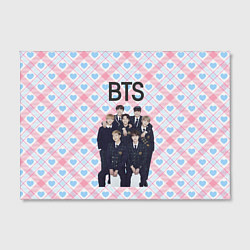 Холст прямоугольный BTS серебряные звездочки на фиолетовом фоне, цвет: 3D-принт — фото 2