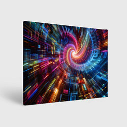 Холст прямоугольный Fractal neon spiral - ai art fantasy, цвет: 3D-принт
