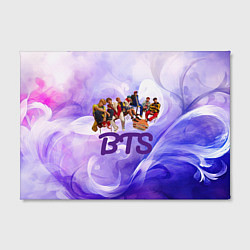 Холст прямоугольный BTS сидят на стульях фиолетовый фон, цвет: 3D-принт — фото 2