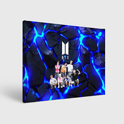 Холст прямоугольный BTS синее свечение на фоне, цвет: 3D-принт