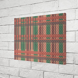 Холст прямоугольный Бледная красно-зелёная клетка и полосы, цвет: 3D-принт — фото 2