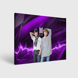 Холст прямоугольный BTS черно-фиолетовый фон, цвет: 3D-принт