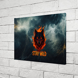 Холст прямоугольный Stay wild волк в огне, цвет: 3D-принт — фото 2