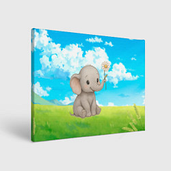 Холст прямоугольный Слоненок с цветочком, цвет: 3D-принт