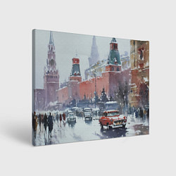 Холст прямоугольный Старинная Москва - новый год, цвет: 3D-принт