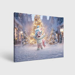 Холст прямоугольный Маленькая лошадка встречает Новый год, цвет: 3D-принт