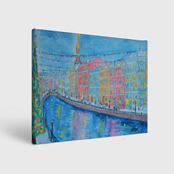 Холст прямоугольный Новогодний рисованный Санкт-Петербург, цвет: 3D-принт