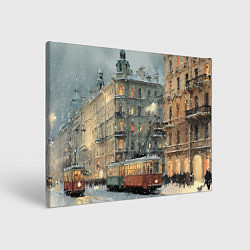 Холст прямоугольный Трамваи в зимнем Санкт-Петербурге, цвет: 3D-принт