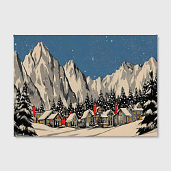 Холст прямоугольный Небольшой новогодний город в горах, цвет: 3D-принт — фото 2