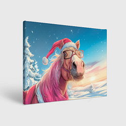 Холст прямоугольный Новогодняя лошадь в очках, цвет: 3D-принт