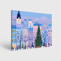 Холст прямоугольный Новогодний двор, цвет: 3D-принт