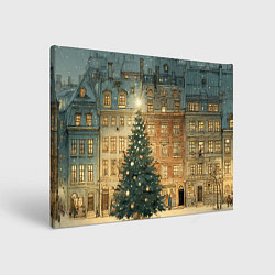 Холст прямоугольный Новогодний старый город, цвет: 3D-принт