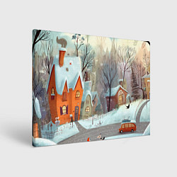 Холст прямоугольный Милый новогодний дворик, цвет: 3D-принт