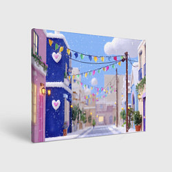 Картина прямоугольная Предновогодний праздничный дворик