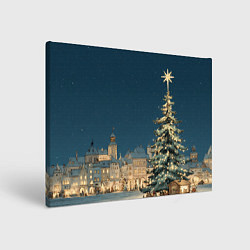 Холст прямоугольный Новогодняя атмосфера в городе, цвет: 3D-принт